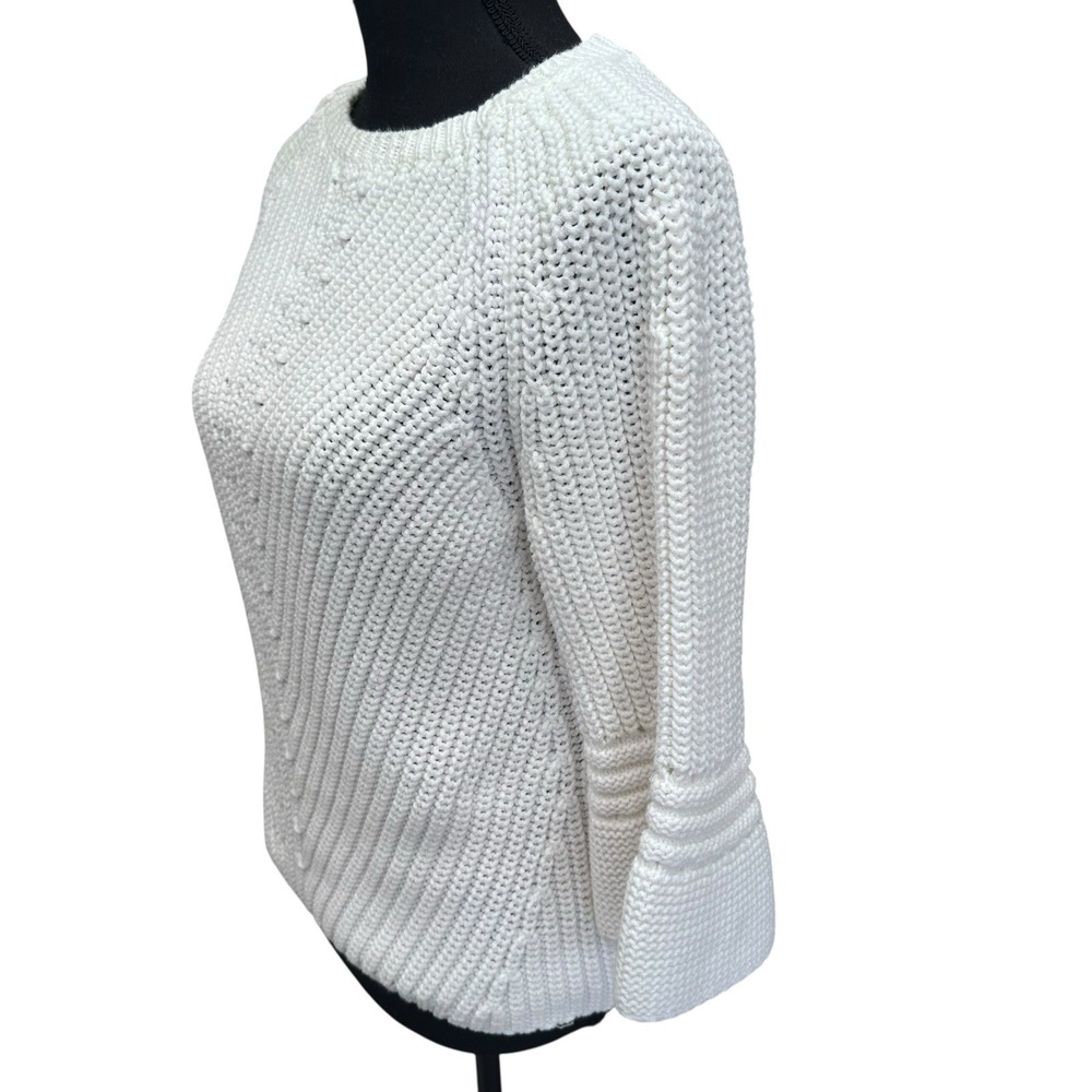 Anthropologie Sweater Women's‎ Small Rosie Neira White Cotton Knit Bell Sleeves - Picture 4 of 8